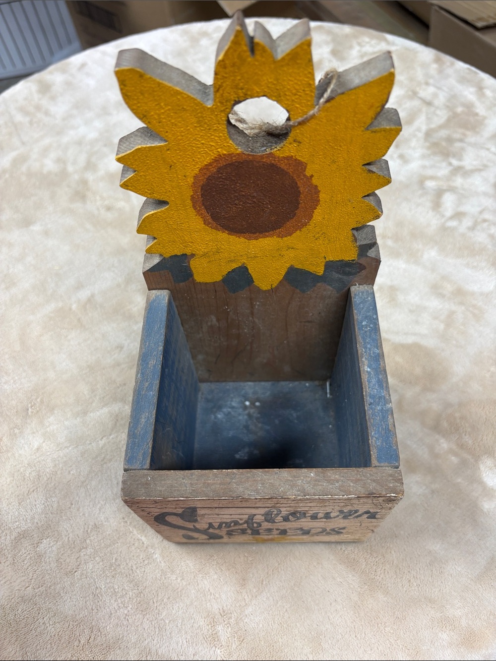 Sunflower Wooden Pocket Organizer - Yellow & Blue Gray